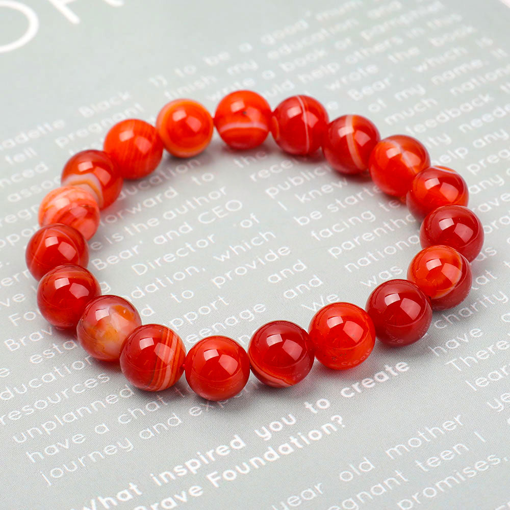 10mm Sardonyx Agate Healing Bracelet for Emotional Balance