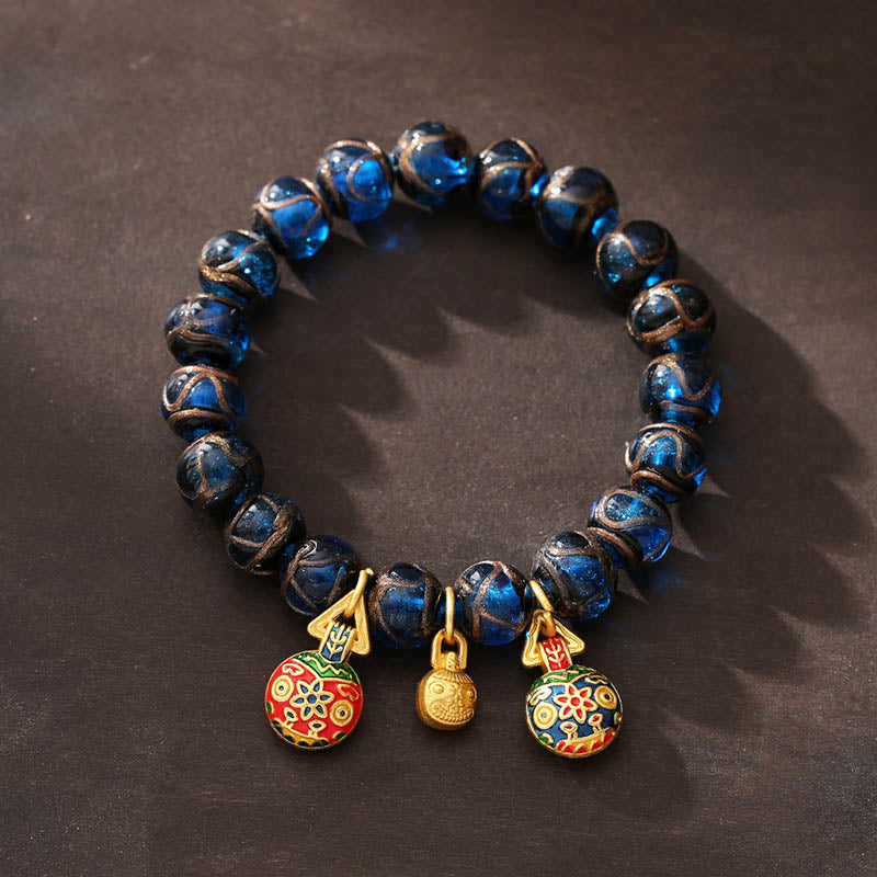 10mm Spiritual Bracelets Blue Liuli Glass Fortune Charm Bracelet