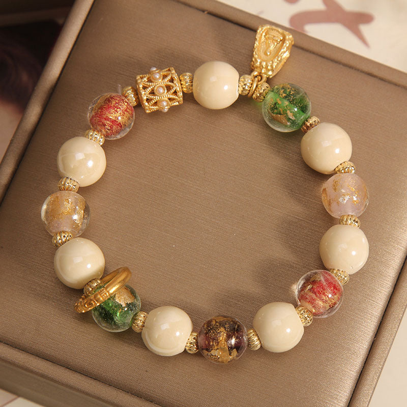 10mm Tibetan Liuli Glass Buddha Lotus Enlightenment Bracelet