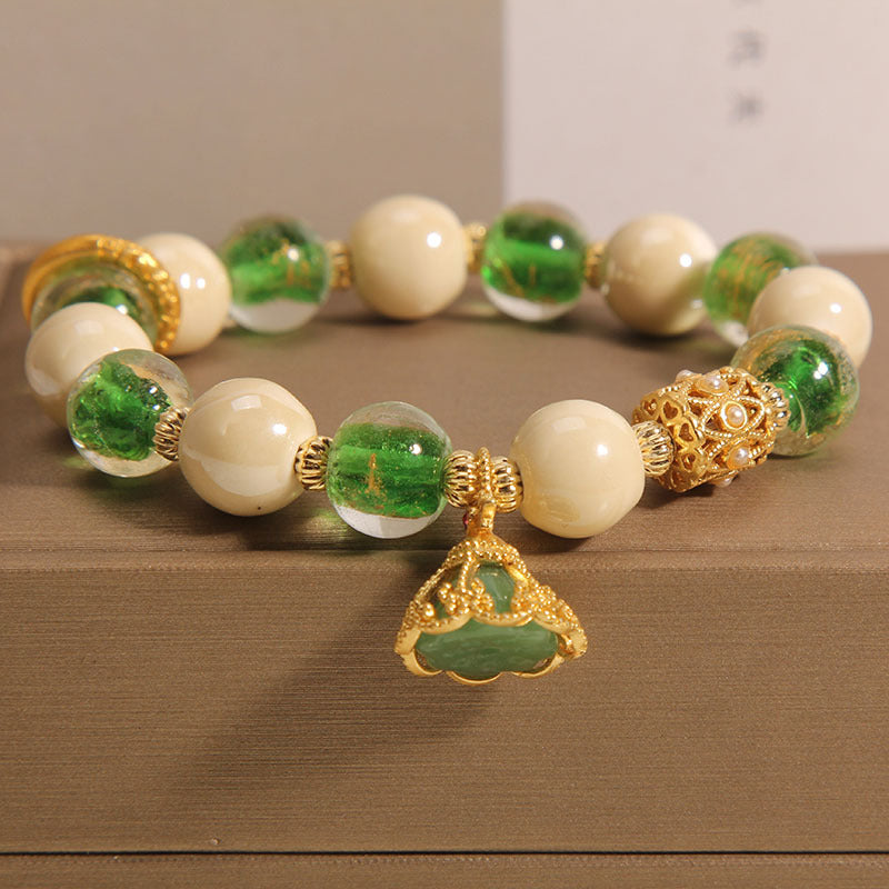 10mm Tibetan Liuli Glass Buddha Lotus Enlightenment Bracelet
