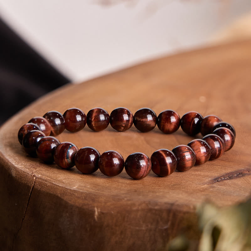 10mm Tiger Eye Courage Bead Bracelet for Protection