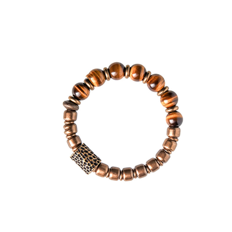 10mm Tiger Eye Protection Bracelet with Copper Accents