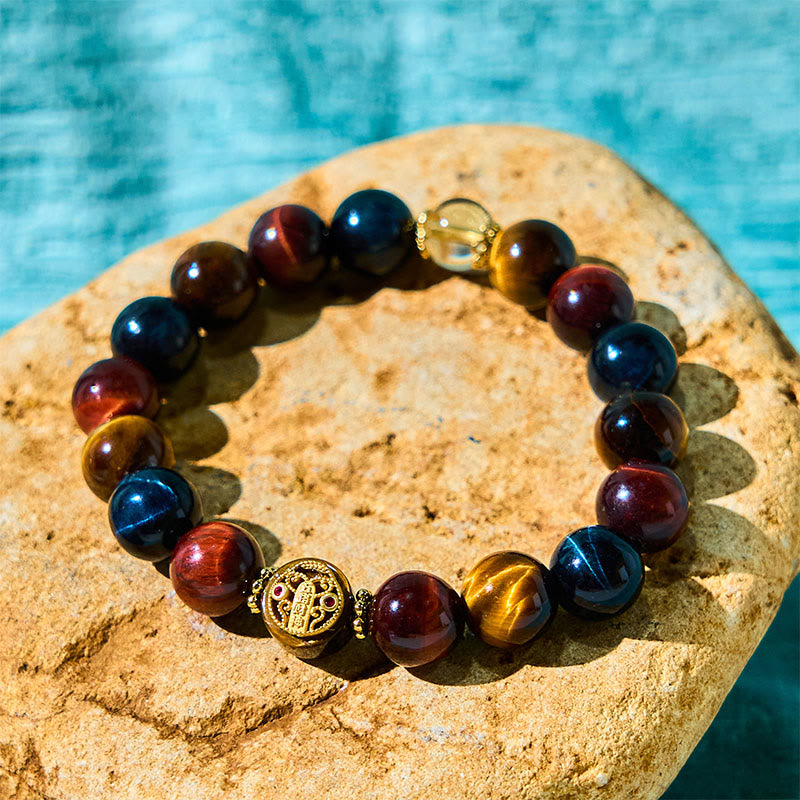 10mm Tiger Eye Protection Courage Bracelet for Resilience