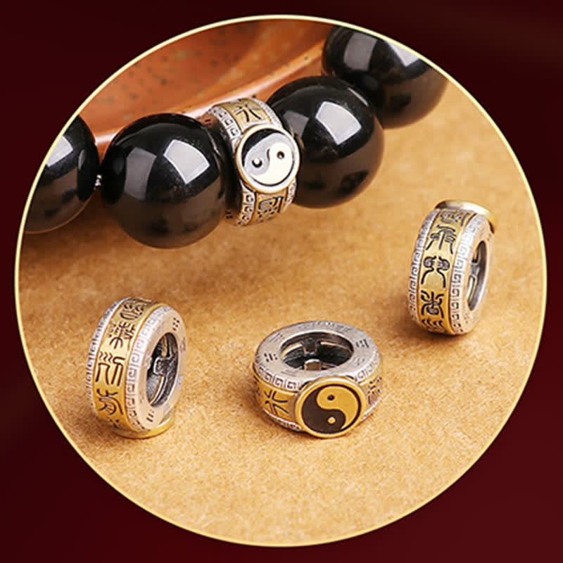 10mm Yin Yang Obsidian Protection Bracelet Sterling Silver