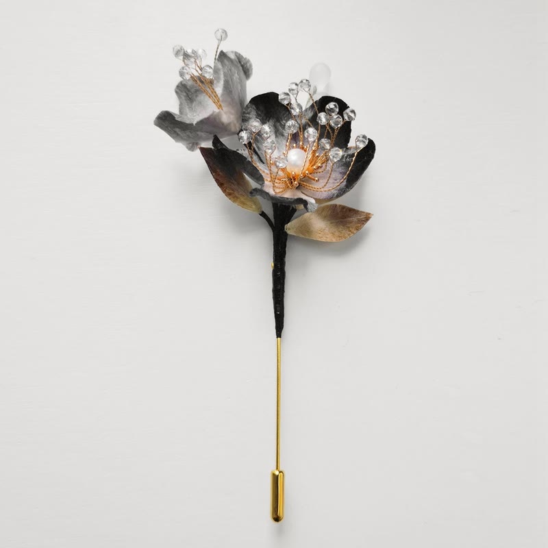 11-12cm Handmade Mulberry Silk Velvet Flower Brooch