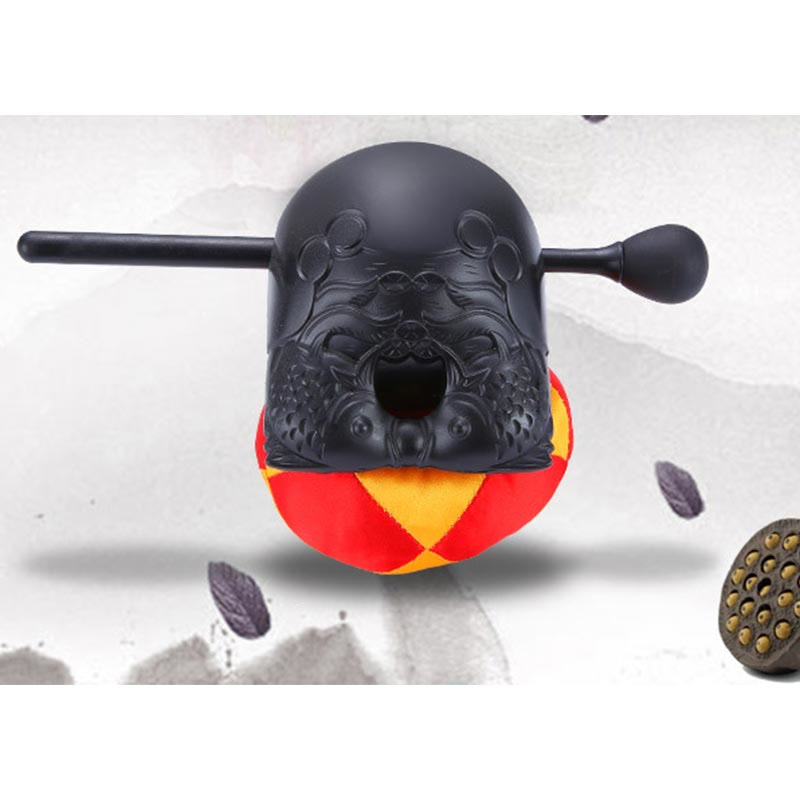 11.5cm Wooden Fish Drum with Koi Pattern | Mindfulness Meditation