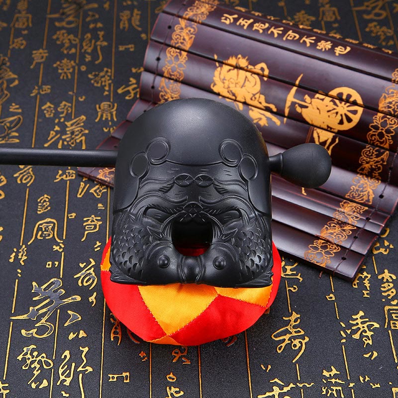 11.5cm Wooden Fish Drum with Koi Pattern | Mindfulness Meditation