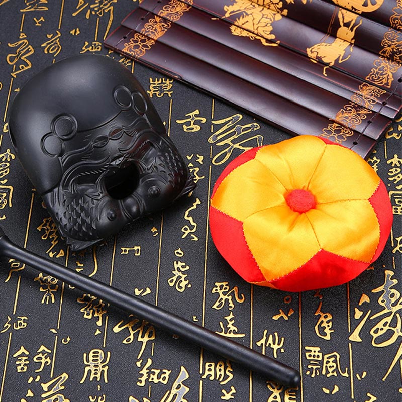 11.5cm Wooden Fish Drum with Koi Pattern | Mindfulness Meditation