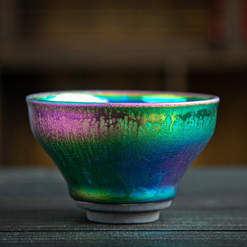 Fairy Rainbow Tenmoku Ceramic Tea Cup 301-400ml