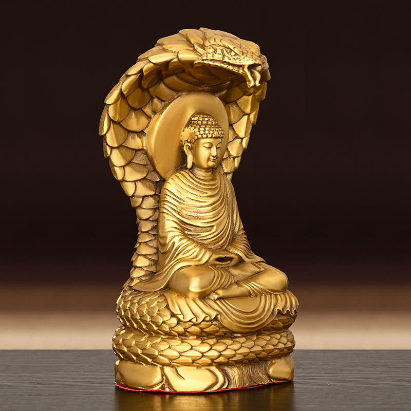 11cm Copper Buddha Shakyamuni Snake Figurine Statue