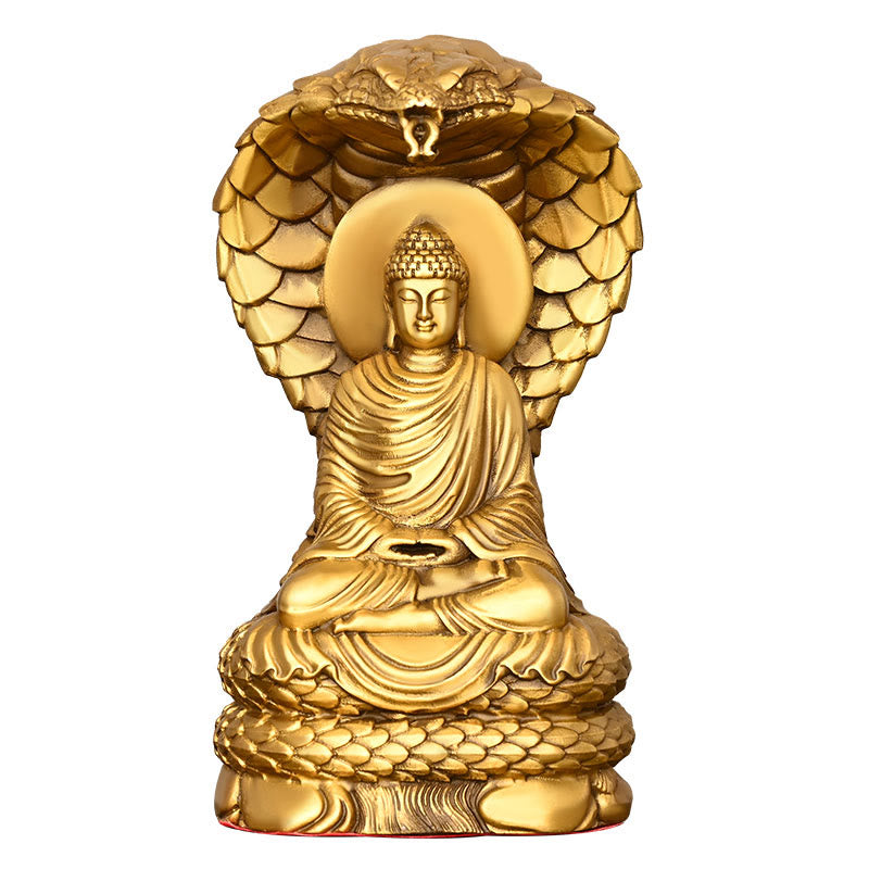 11cm Copper Buddha Shakyamuni Snake Figurine Statue