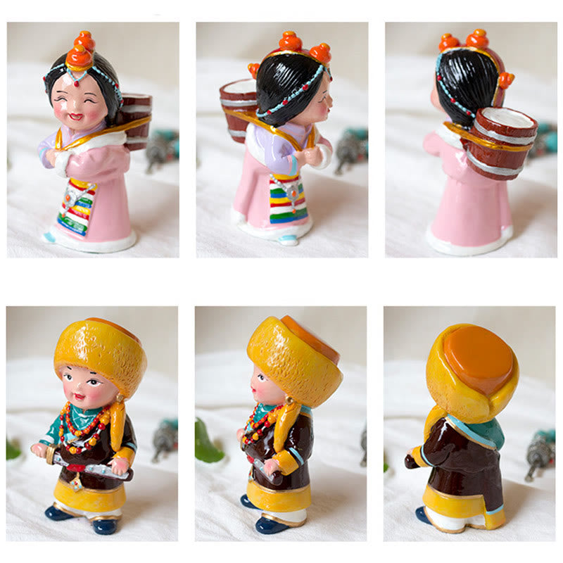 11cm Hand Painted Tibetan Spiritual Figures Ornament