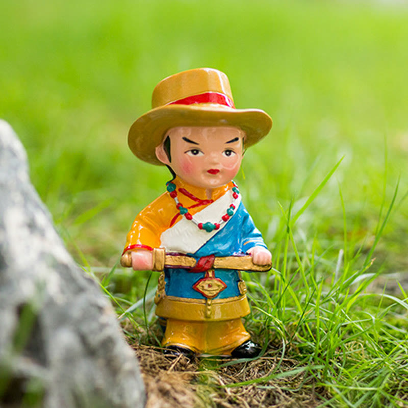 11cm Hand Painted Tibetan Spiritual Figures Ornament