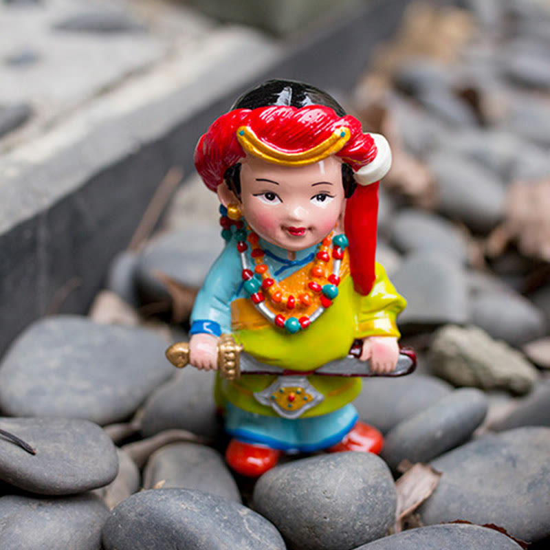 11cm Hand Painted Tibetan Spiritual Figures Ornament