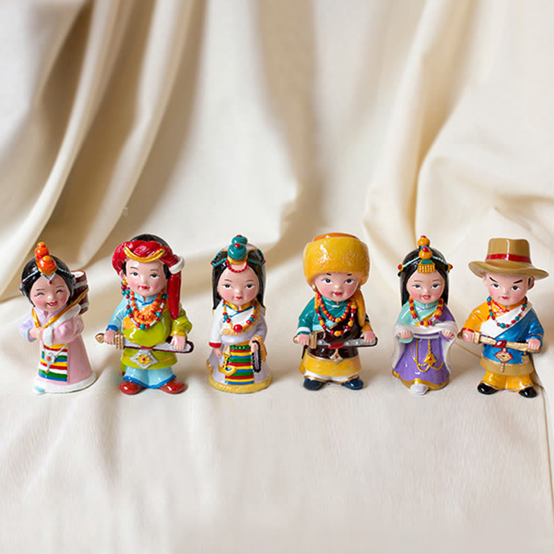 11cm Hand Painted Tibetan Spiritual Figures Ornament