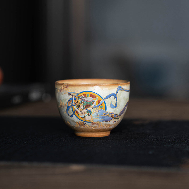 Dunhuang Flying Apsaras Ceramic Gaiwan Tea Cup 150ml