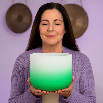 Crystal Singing Bowl - Heart Chakra Sound Bowl - F Note Meditation Bowl for Healing