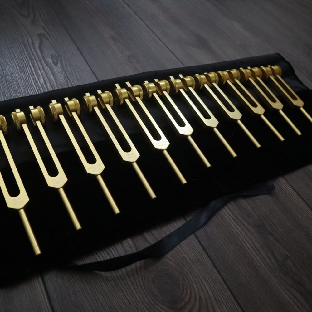 11pc Planetary Tuning Fork Set - Astrology & Sound Healing - Gold / No Activator - On sale
