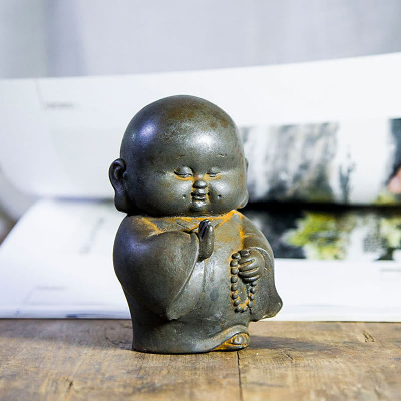 12.7cm Rust Version Buddha Statue | Handmade Little Monk Decor