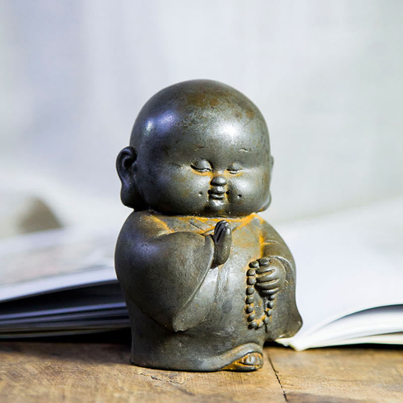 12.7cm Rust Version Buddha Statue | Handmade Little Monk Decor