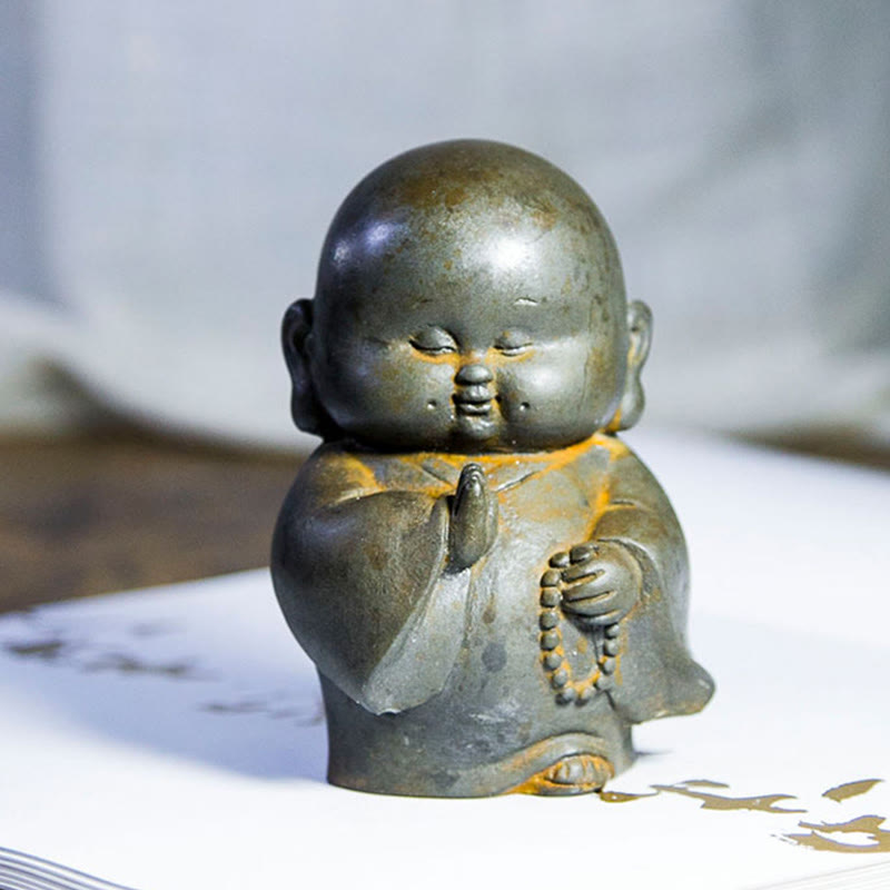 12.7cm Rust Version Buddha Statue | Handmade Little Monk Decor