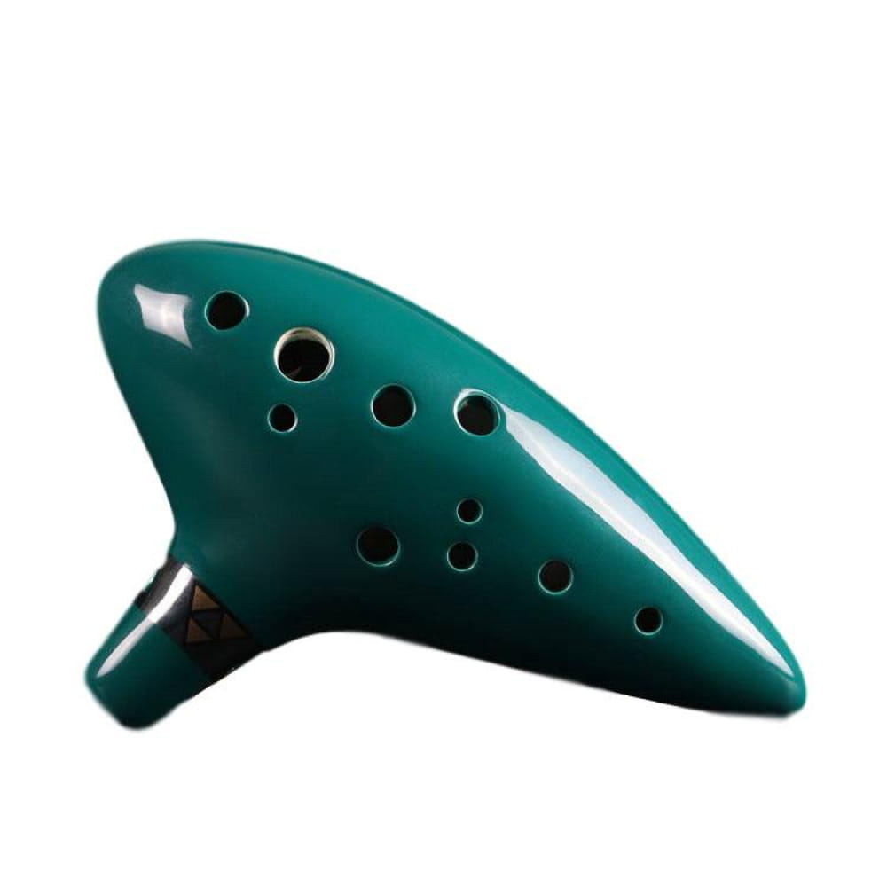 12-Hole Alto C Ocarina Flute Blue Green Brown Instrument - Green Ocarina - On sale