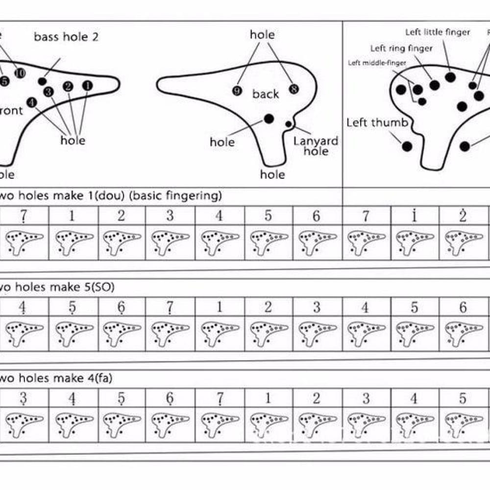 12 Hole Ocarina Alto C Blue, Green, Brown Flute