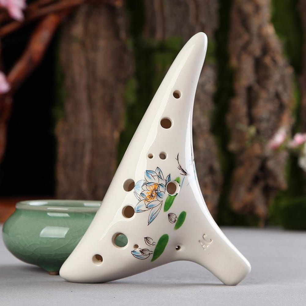 12 Hole Alto C Painted Ocarina Wind Instrument - Lotus (green) Ocarina - On sale