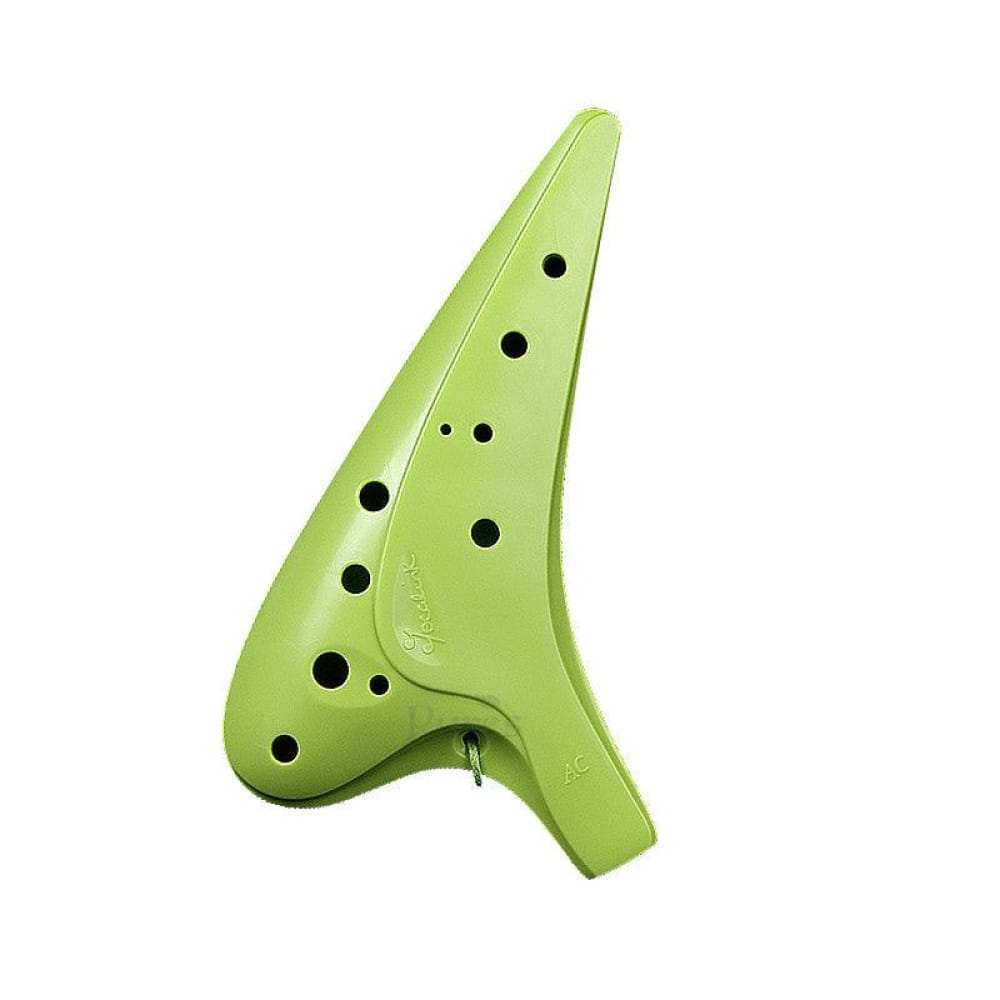 Lime green 12 Hole Alto C Sweet Potato Resin Ocarina Flute with black finger holes