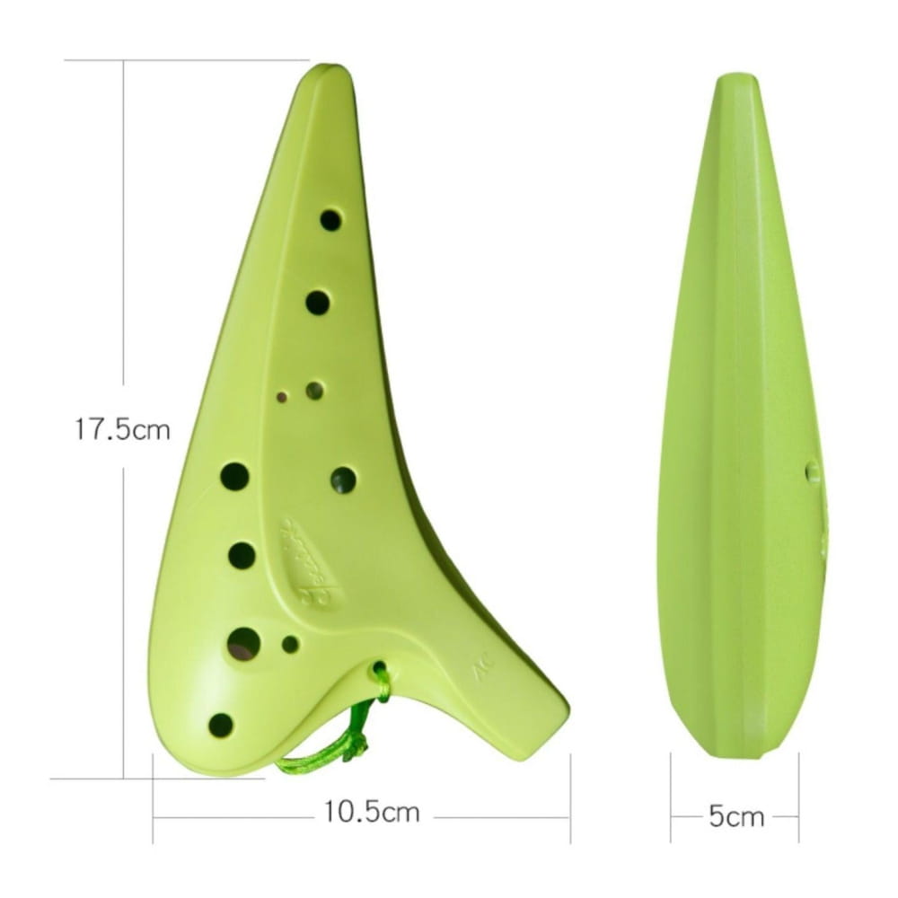 Lime green 12 Hole Alto C Sweet Potato Resin Ocarina with finger holes