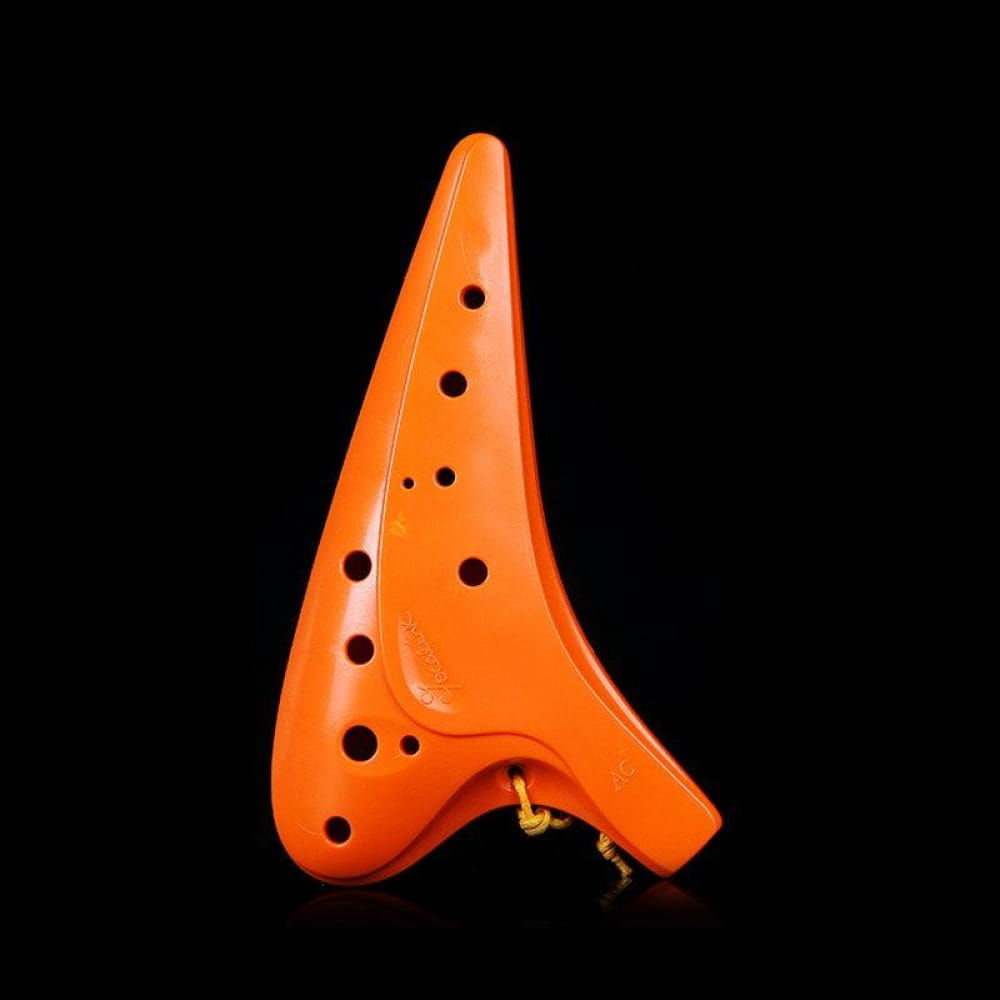 Orange ceramic 12 Hole Alto C Sweet Potato Ocarina with multiple finger holes