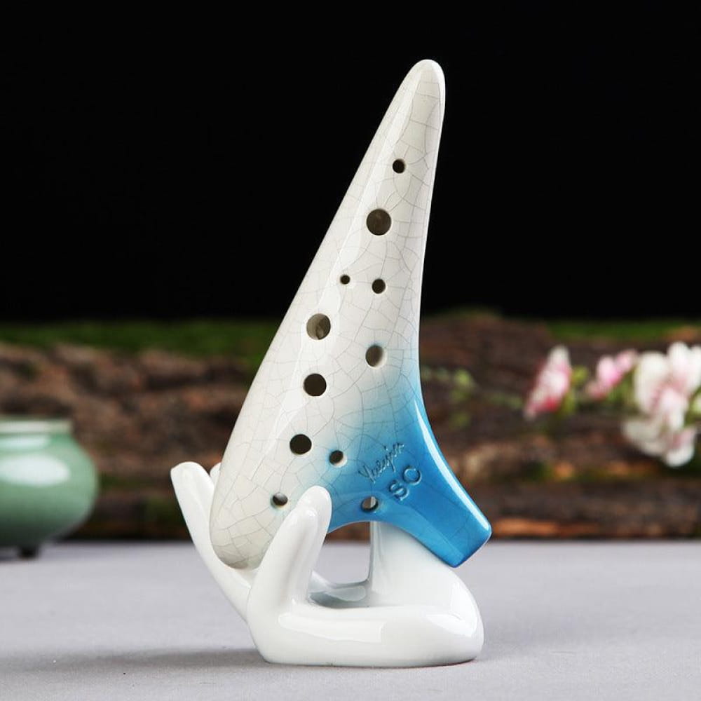 12 Hole Soprano Ceramic Ocarina Treble Wind Instrument - Blue Ocarina - On sale