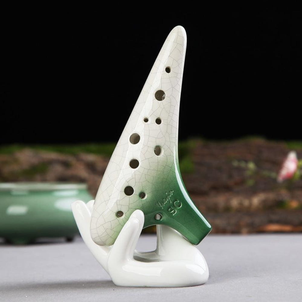 12 Hole Soprano Ceramic Ocarina Treble Wind Instrument - Green Ocarina - On sale