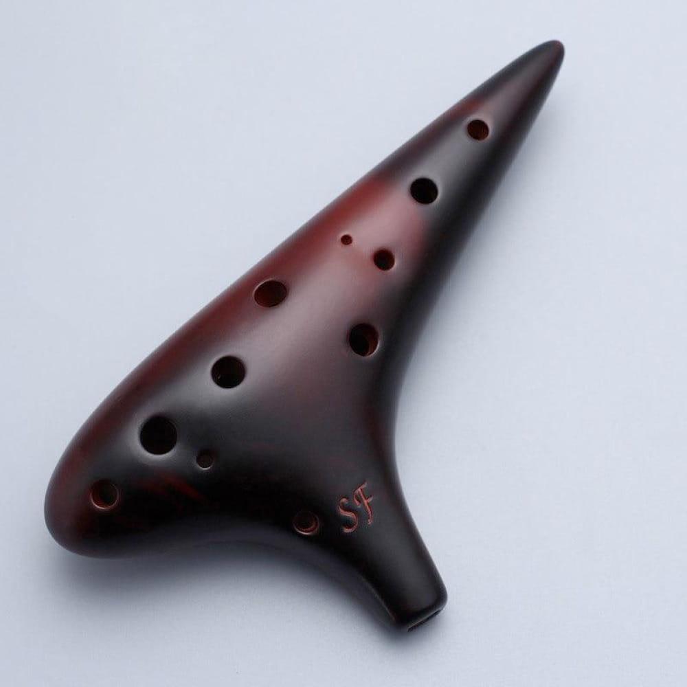 12 Hole Soprano F Tone Ocarina Flute Instrument - Black-Brown Ocarina - On sale