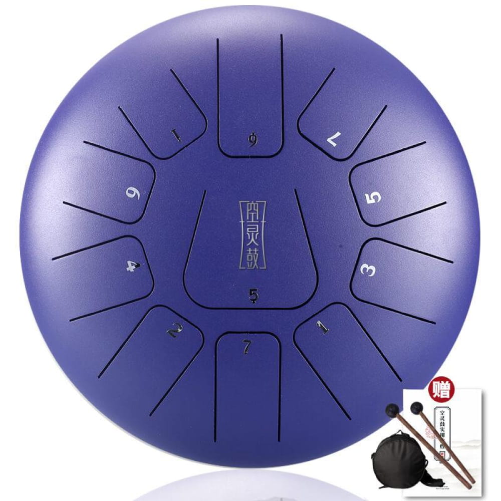 12-Inch Carbon Steel Tongue Drum 11 Notes in C Key - 12 Inches/11 Notes (C Major) / Purple / Purple