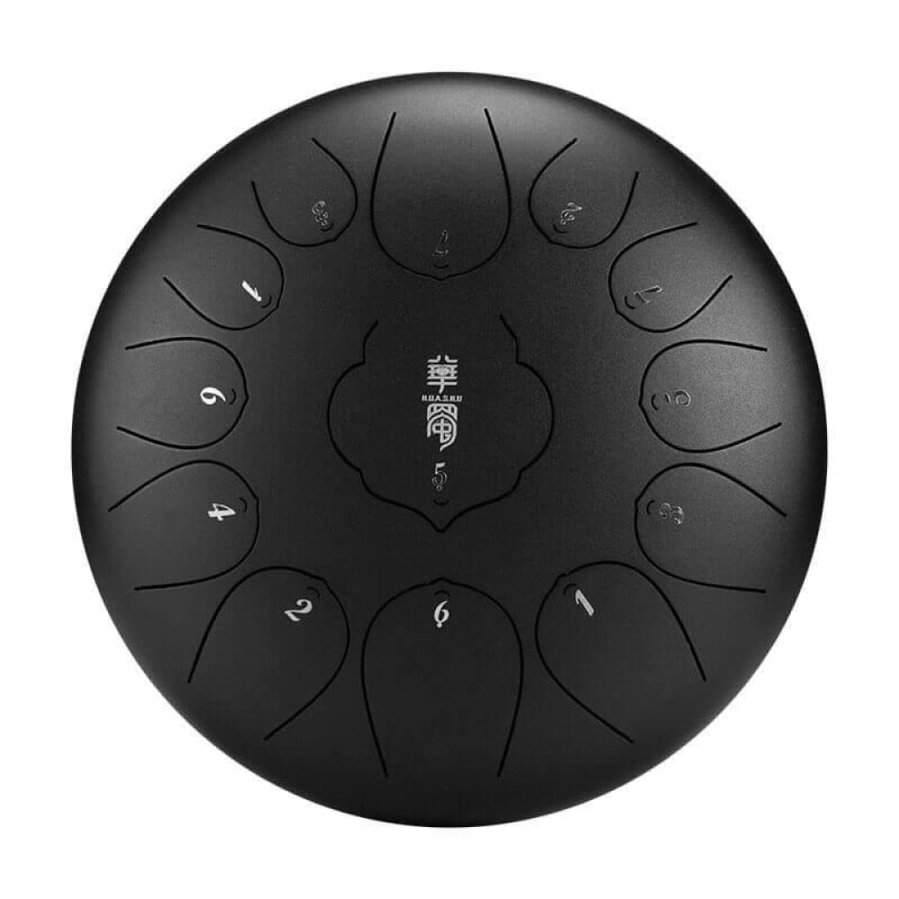 12-Inch Carbon Steel Tongue Drum 13 Notes in C Major - 12 Inches/13 Notes (C Major) / Jet Black