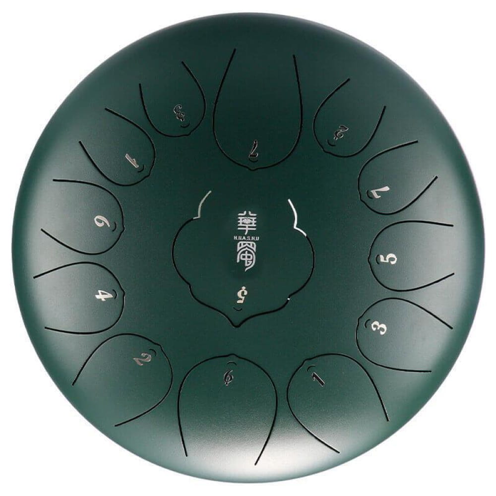 12-Inch Carbon Steel Tongue Drum 13 Notes in C Major - 12 Inches/13 Notes (C Major) / Dark Green