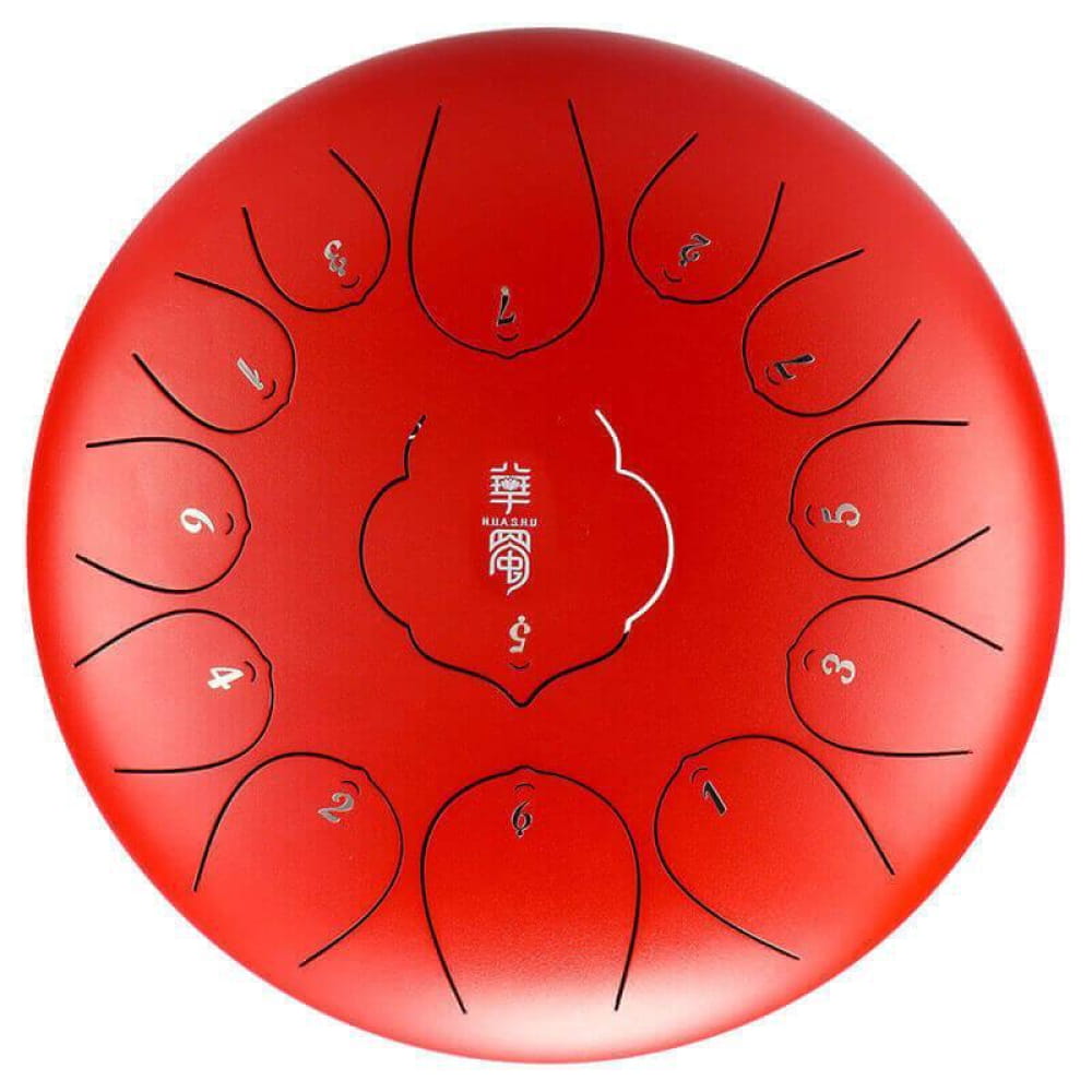 12-Inch Carbon Steel Tongue Drum 13 Notes in C Major - 12 Inches/13 Notes (C Major) / Red / Red