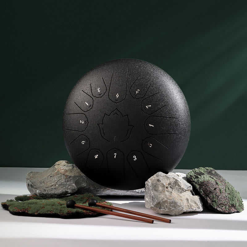 12-Inch Steel Tongue Drum Lotus Pattern for Meditation