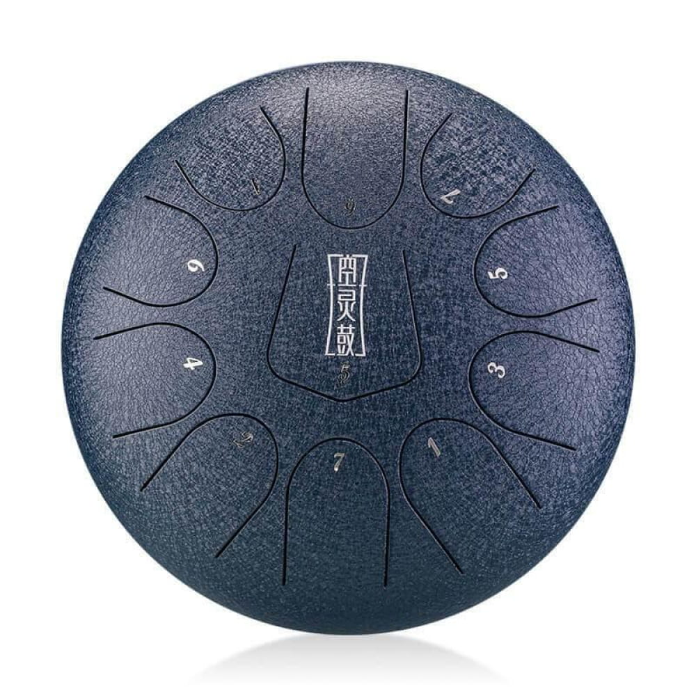12-Inch Triangle Steel Tongue Drum 11 Note F Key - 12 Inches/11 Notes (F Key) / Navy / Navy Steel