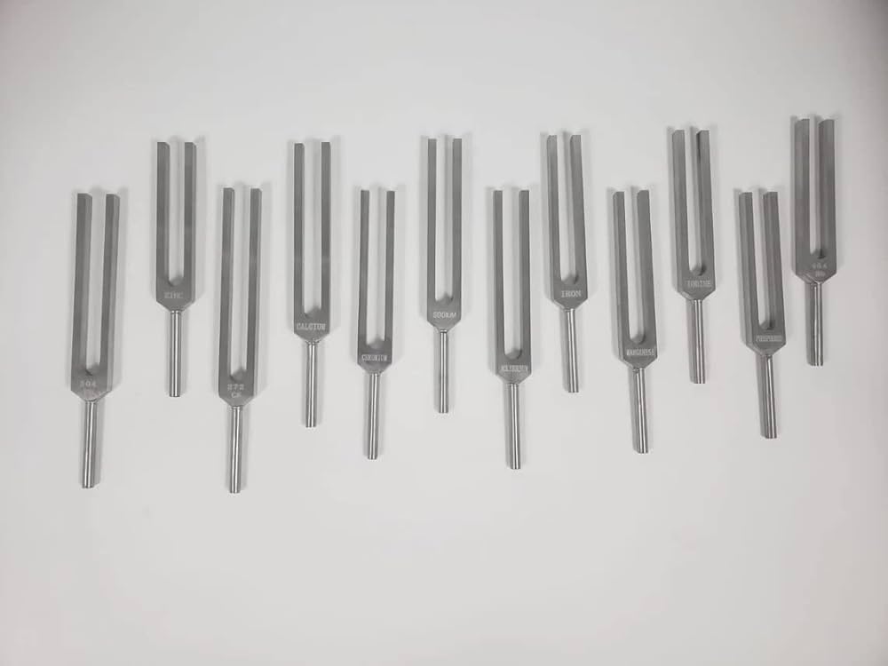 Collection of tuning forks for healing therapy in the 12 Mineral Nutrients Set