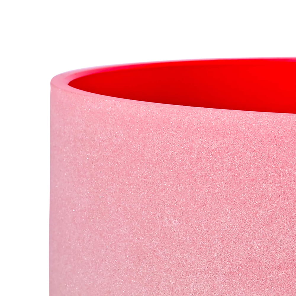 Pink cylindrical container with red interior for 12 Inch Rainbow Colored C Note Bowl