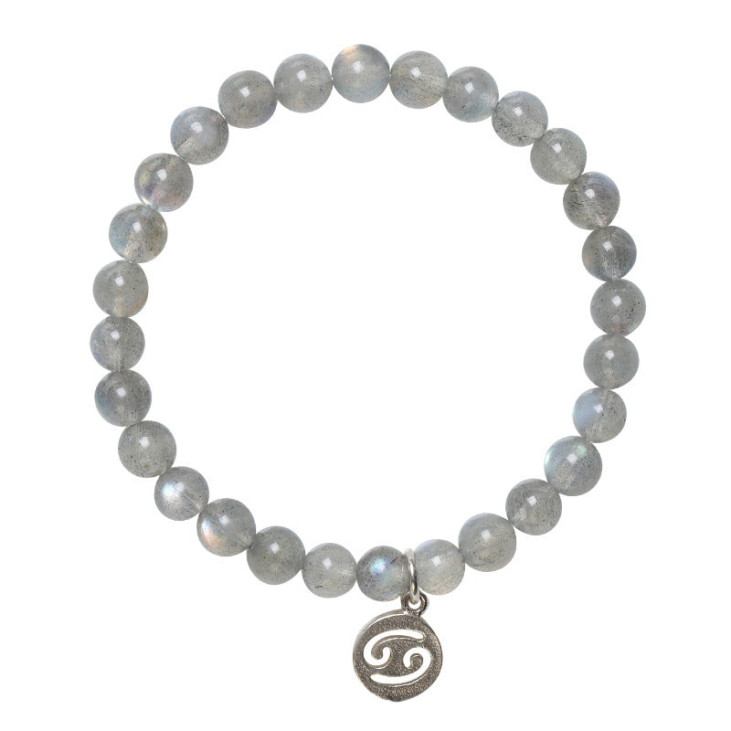 12 Zodiac Moonstone Charming Bracelet 7mm Beads