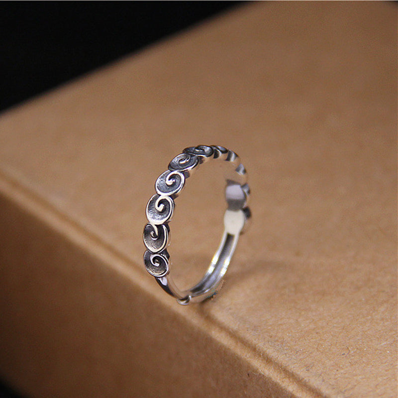 925 Sterling Silver Auspicious Clouds Spiritual Protection Ring