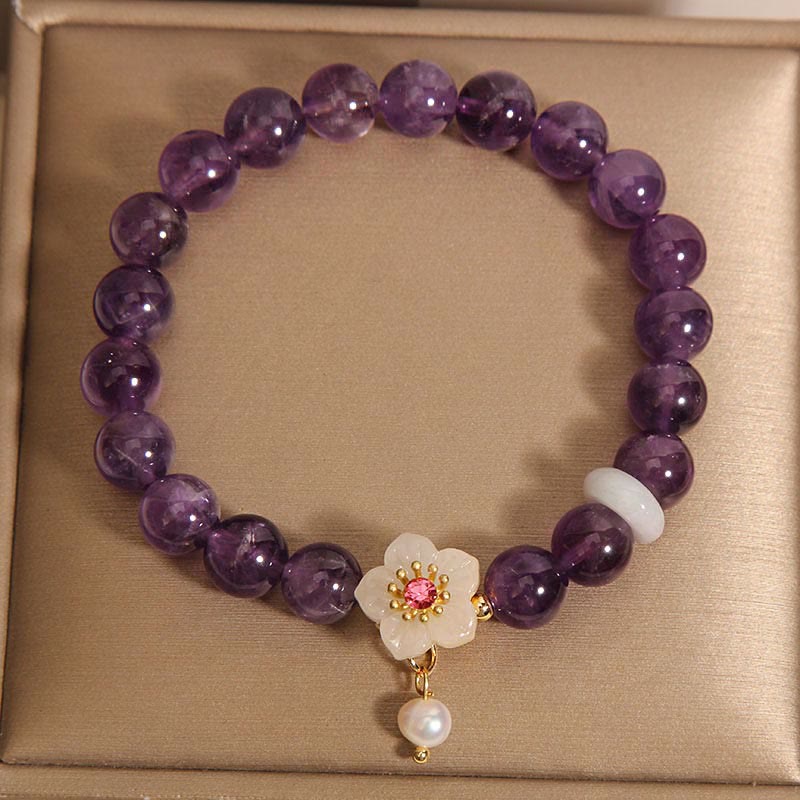 Amethyst White Agate Pearl Balance Bracelet 14-17cm Wrist
