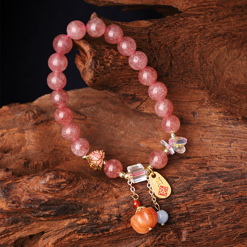 Strawberry Quartz Fu Charm Positive Spiritual Bracelet