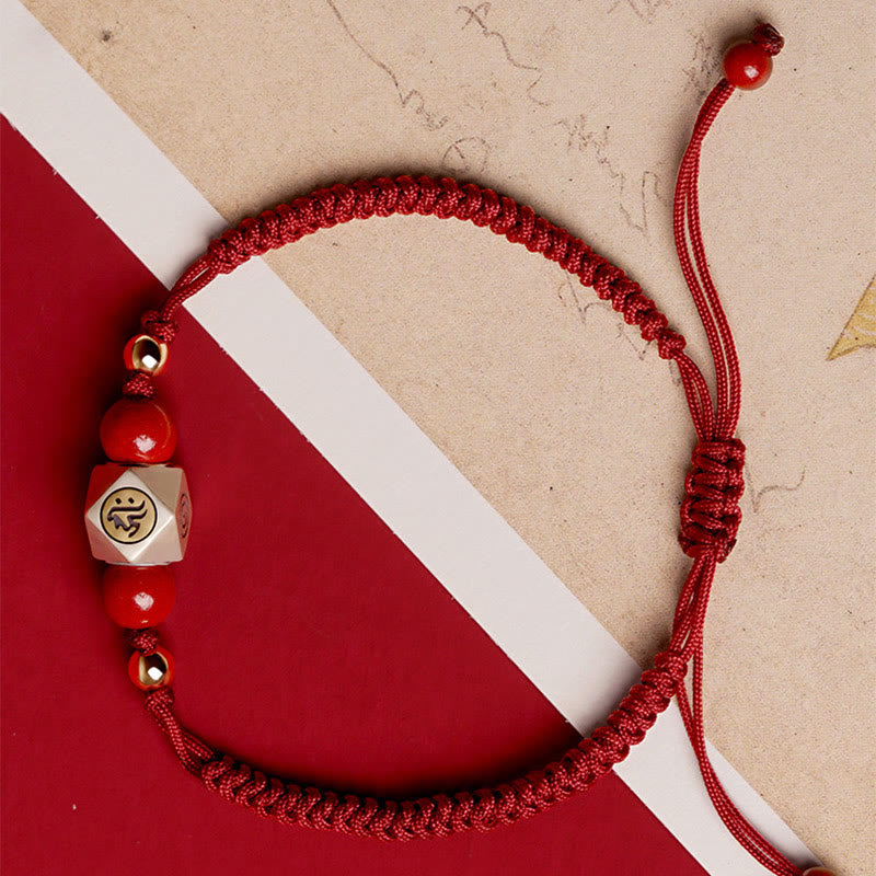 Chinese Zodiac Bracelet in Sterling Silver with Cinnabar & Natal Buddha
