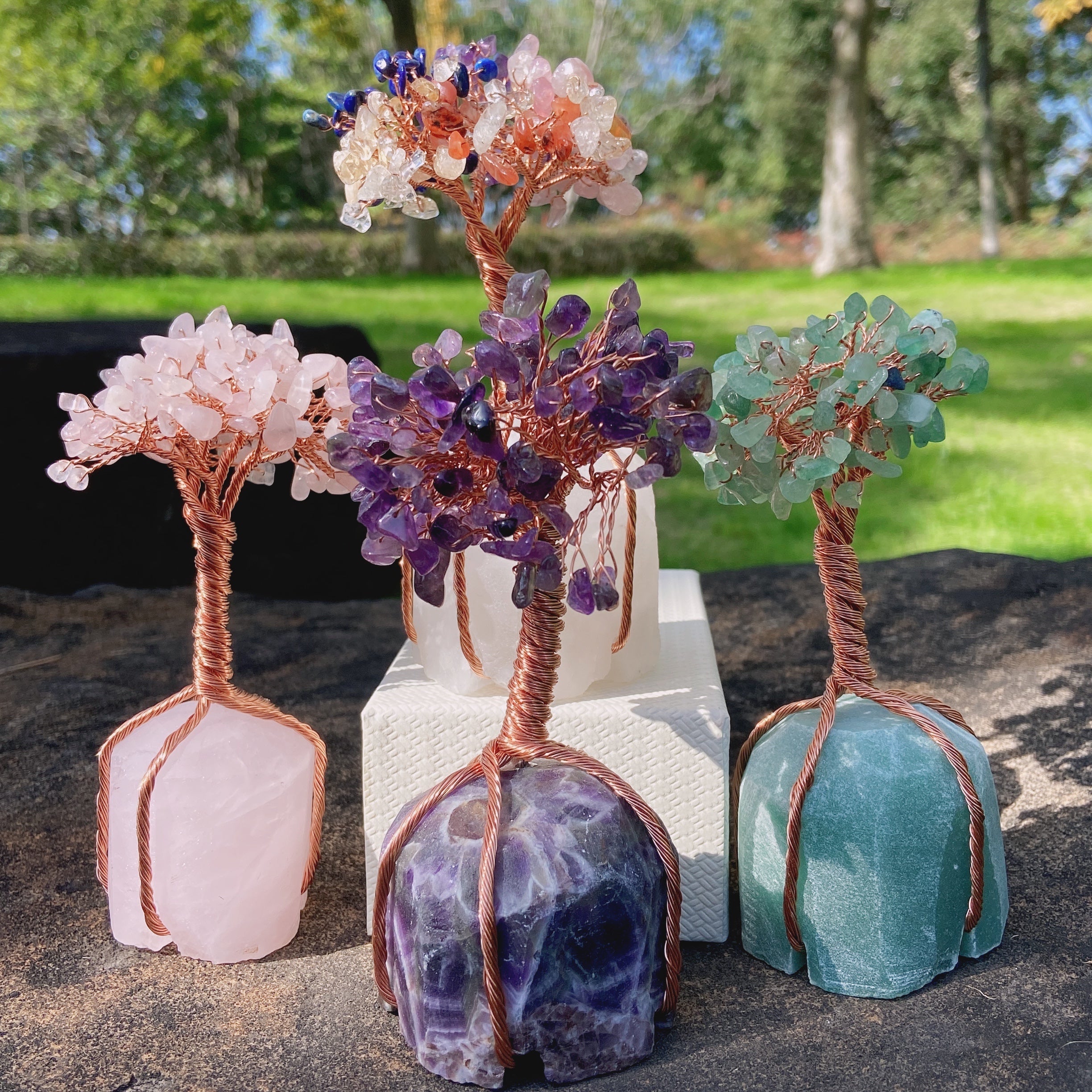 128-140mm Rose Quartz Crystal Tree for Healing & Decor