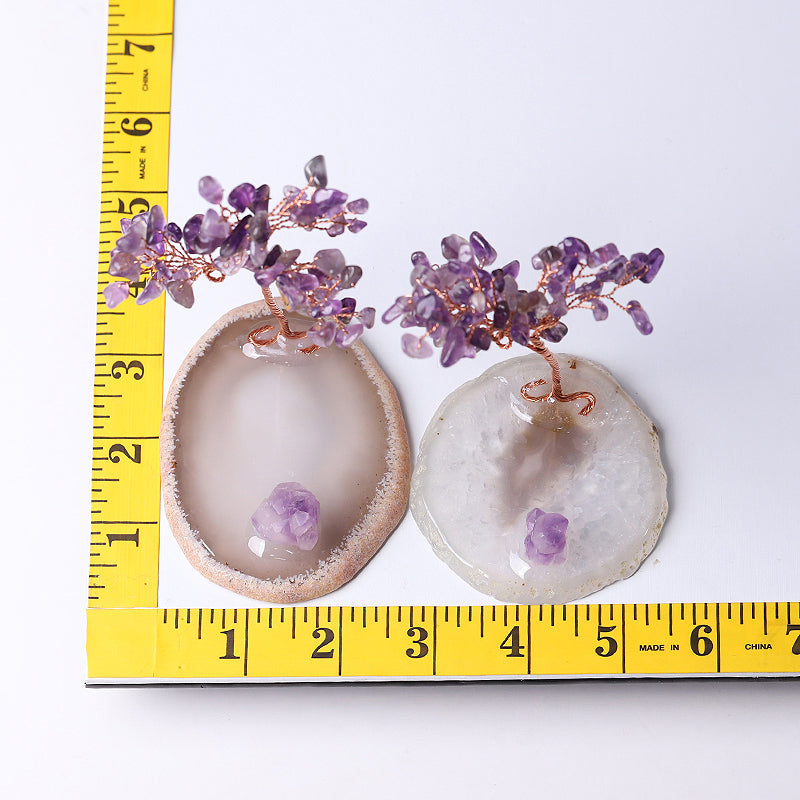 12cm Amethyst Chip Crystal Tree on Agate Base
