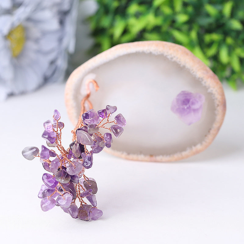12cm Amethyst Chip Crystal Tree on Agate Base